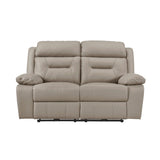 Laconia Latte Leather Power Double Reclining Loveseat by Homelegance at Eve Furniture
