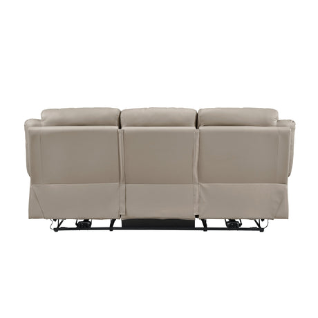 Laconia Latte Leather Power Double Reclining Sofa by Homelegance at Eve Furniture