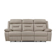 Laconia Latte Leather Power Double Reclining Sofa by Homelegance at Eve Furniture