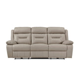 Laconia Latte Leather Power Double Reclining Sofa by Homelegance at Eve Furniture