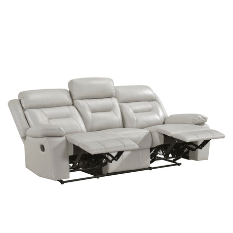 Laconia Silver Leather Double Reclining Living Room Set by Homelegance at Eve Furniture