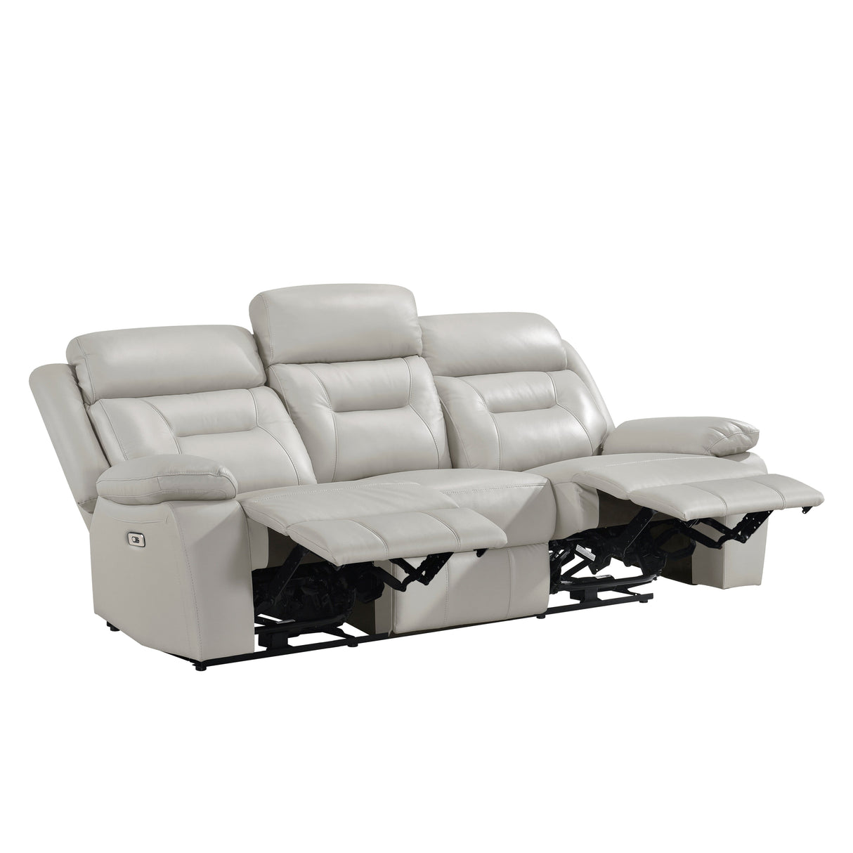 Laconia Silver Leather Power Double Reclining Living Room Set by Homelegance at Eve Furniture