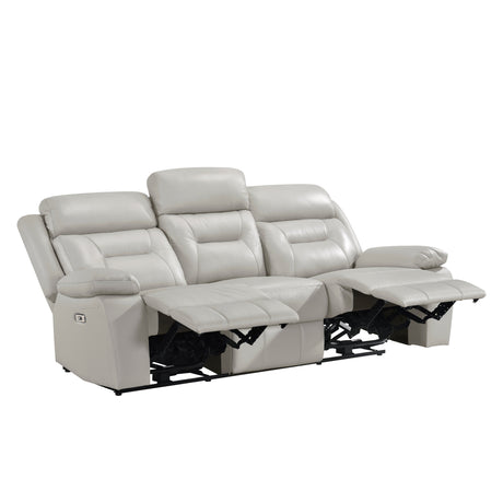 Laconia Silver Leather Power Double Reclining Living Room Set by Homelegance at Eve Furniture