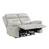 Laconia Silver Leather Power Double Reclining Living Room Set by Homelegance at Eve Furniture
