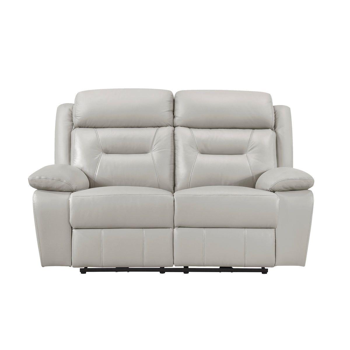 Laconia Silver Leather Power Double Reclining Loveseat by Homelegance at Eve Furniture