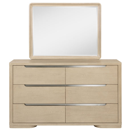 Ladera Light Elm 6-drawer Bedroom Dresser and Mirror by Coaster at Eve Furniture
