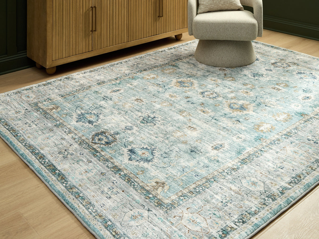 Ladstoney Teal/Beige/Ochre Large Rug by Ashley at Eve Furniture