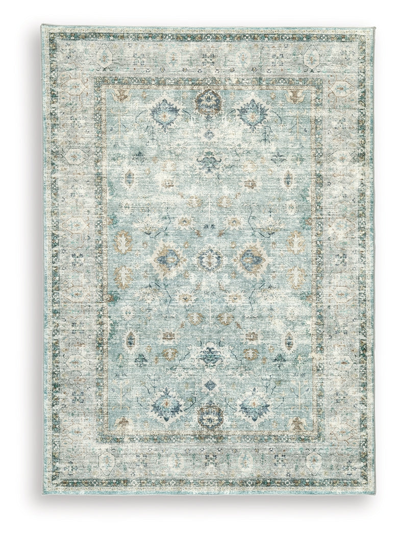 Ladstoney Teal/Beige/Ochre Medium Rug by Ashley at Eve Furniture