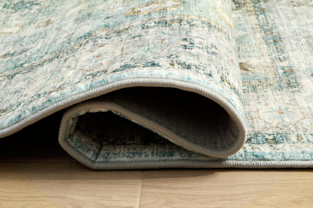 Ladstoney Teal/Beige/Ochre Medium Rug by Ashley at Eve Furniture