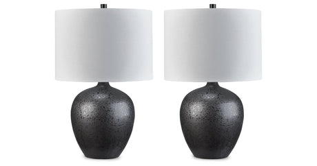 Ladstow 2-Piece Table Lamp Set in Black by Ashley at Eve Furniture