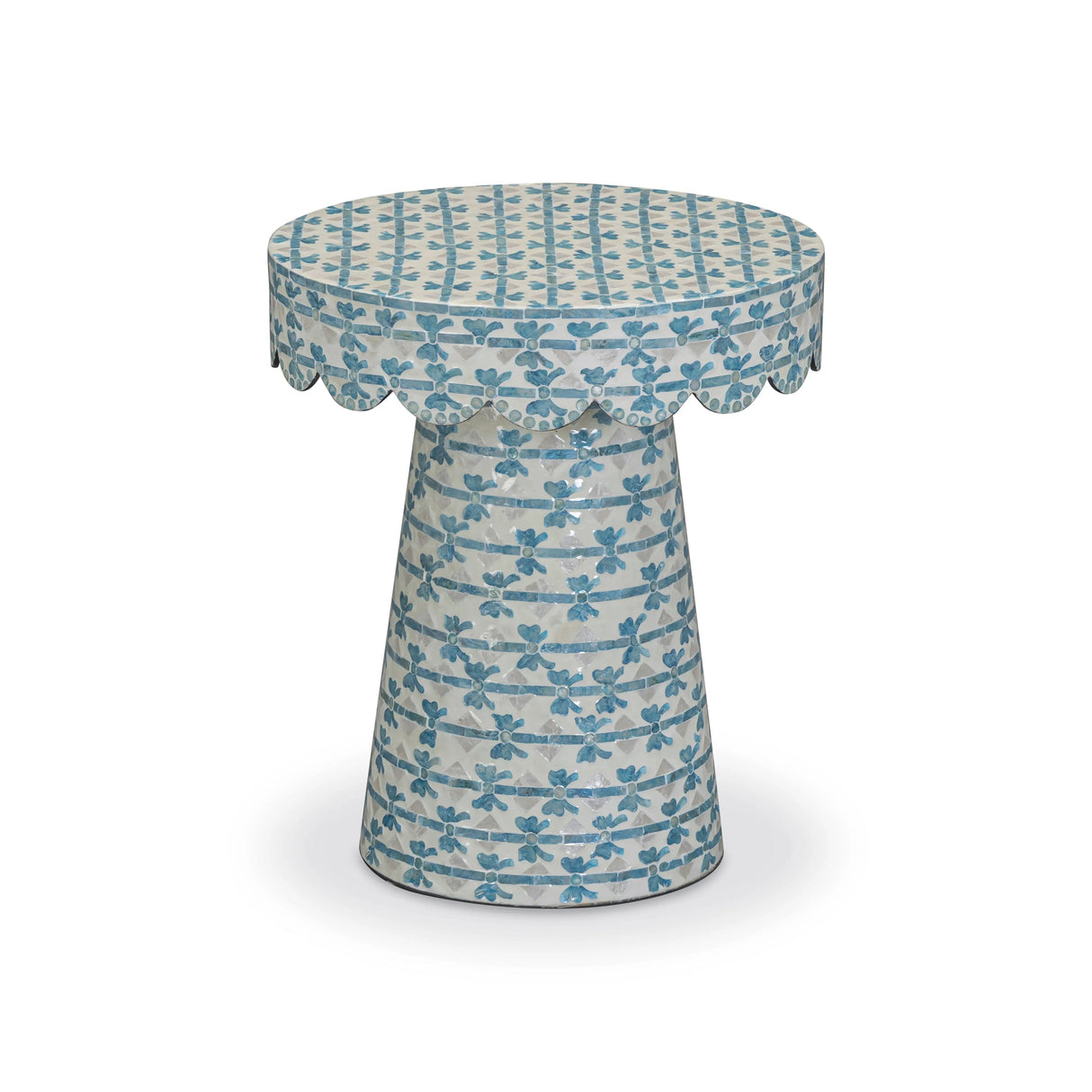 Lady Blue Ribbon Capiz Shell Round Side Table by TOV Furniture at Eve Furniture