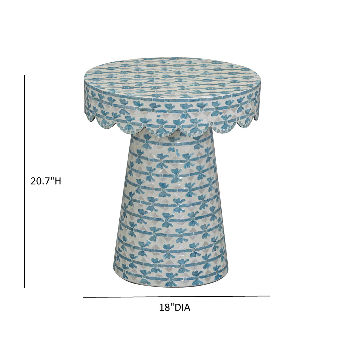 Lady Blue Ribbon Capiz Shell Round Side Table by TOV Furniture at Eve Furniture