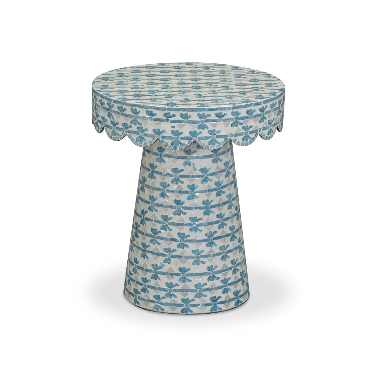 Lady Blue Ribbon Capiz Shell Round Side Table by TOV Furniture at Eve Furniture