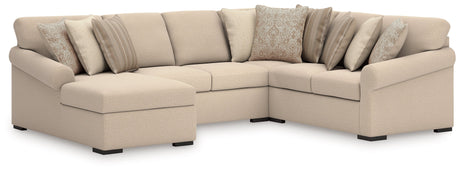 LadyMae Brown and Beige 4-Piece Left Arm Facing Chaise Sectional by Ashley at Eve Furniture