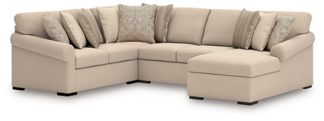 LadyMae Brown and Beige 4-Piece Right Arm Facing Chaise Sectional by Ashley at Eve Furniture