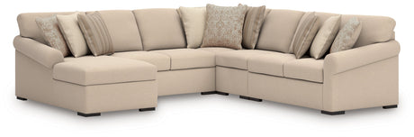 LadyMae Brown and Beige 5-Piece Left Arm Facing Chaise Sectional by Ashley at Eve Furniture