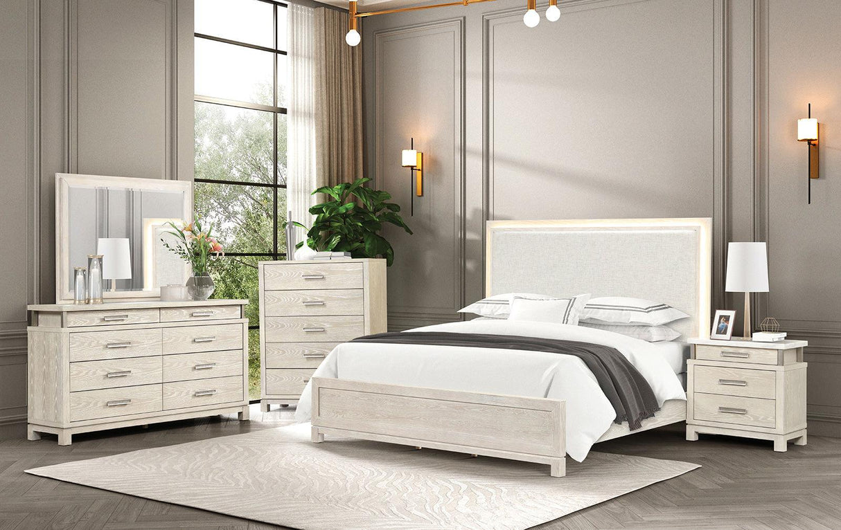 Lafayette Weathered Gray LED King Panel Bed by Furniture of America at Eve Furniture