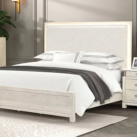 Lafayette Weathered Gray LED Queen Panel Bed by Furniture of America at Eve Furniture