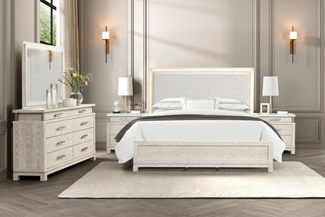 Lafayette Weathered Gray LED Queen Panel Bed by Furniture of America at Eve Furniture