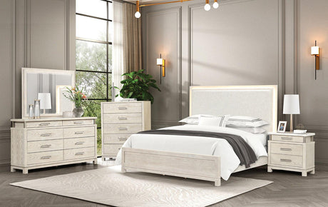 Lafayette Weathered Gray LED Queen Panel Bed by Furniture of America at Eve Furniture