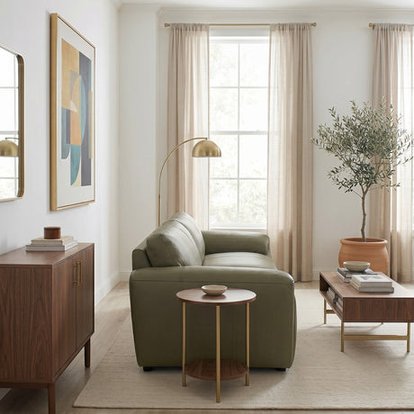 Laffey Olive Green Top Grain Leather Sofa by Ashcroft Furniture at Eve Furniture