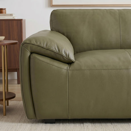 Laffey Olive Green Top Grain Leather Sofa by Ashcroft Furniture at Eve Furniture