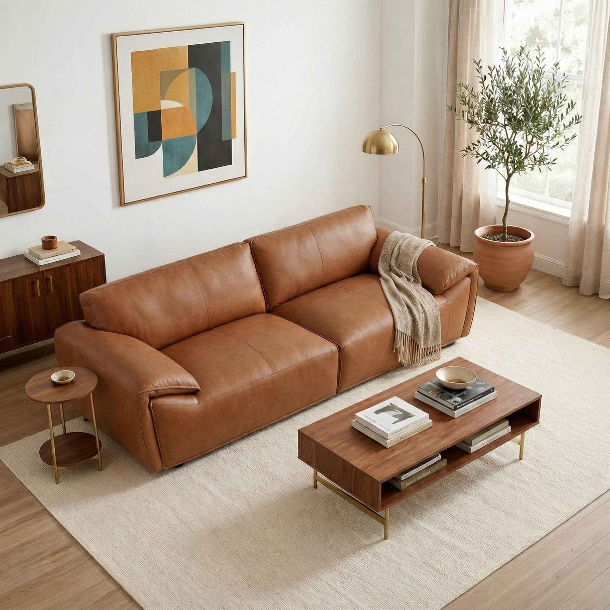 Laffey Tan Top Grain Leather Sofa by Ashcroft Furniture at Eve Furniture