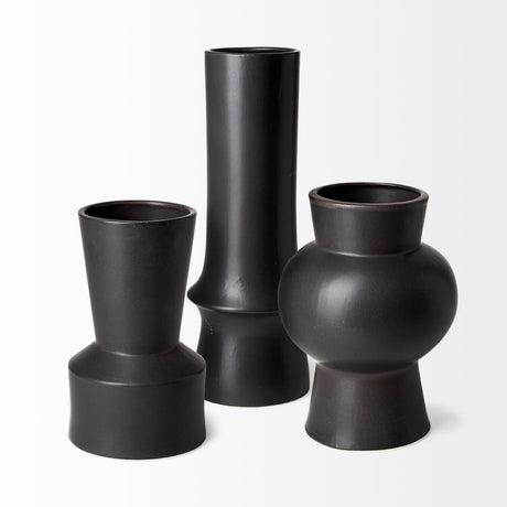 Laforge Black Ceramic Vase by Mercana at Eve Furniture