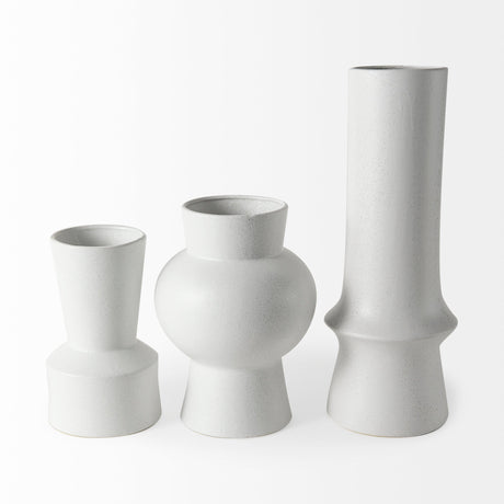 Laforge Medium White Ceramic Vase by Mercana at Eve Furniture