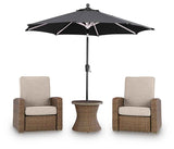 Laguna Heights Beige 2 Outdoor Chairs and End Table by Ashley at Eve Furniture