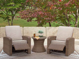 Laguna Heights Beige 2 Outdoor Chairs and End Table by Ashley at Eve Furniture