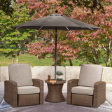 Laguna Heights Beige 2 Outdoor Chairs and End Table by Ashley at Eve Furniture