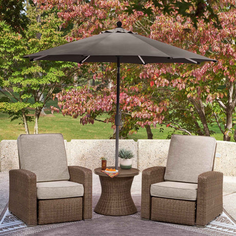 Laguna Heights Beige 2 Outdoor Chairs and End Table by Ashley at Eve Furniture