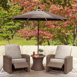 Laguna Heights Beige 2 Outdoor Chairs and End Table by Ashley at Eve Furniture