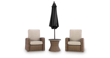 Laguna Heights Beige 2 Outdoor Chairs and End Table by Ashley at Eve Furniture