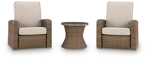 Laguna Heights Beige 2 Outdoor Chairs and End Table by Ashley at Eve Furniture