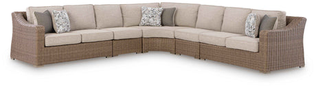 Laguna Heights Beige 5-Piece Outdoor Sectional by Ashley at Eve Furniture