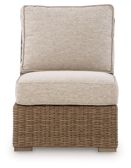 Laguna Heights Beige Outdoor Armless Chair with Cushion by Ashley at Eve Furniture