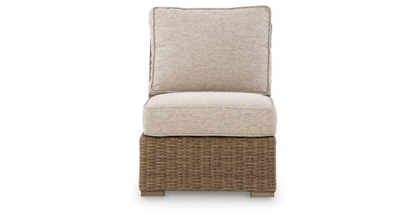 Laguna Heights Beige Outdoor Armless Chair with Cushion by Ashley at Eve Furniture