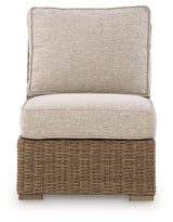 Laguna Heights Beige Outdoor Armless Chair with Cushion by ASHLEY FURNITURE at Eve Furniture