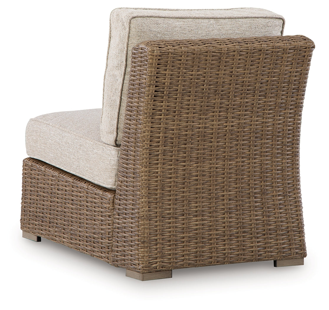 Laguna Heights Beige Outdoor Armless Chair with Cushion by ASHLEY FURNITURE at Eve Furniture