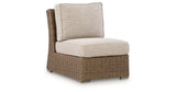 Laguna Heights Beige Outdoor Armless Chair with Cushion by ASHLEY FURNITURE at Eve Furniture