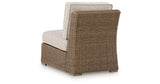 Laguna Heights Beige Outdoor Armless Chair with Cushion by ASHLEY FURNITURE at Eve Furniture