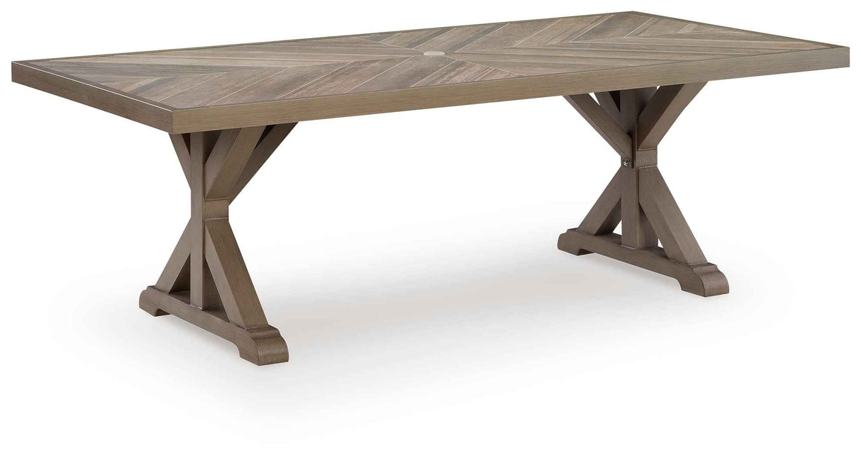 Laguna Heights Beige Outdoor Dining Table by Ashley at Eve Furniture