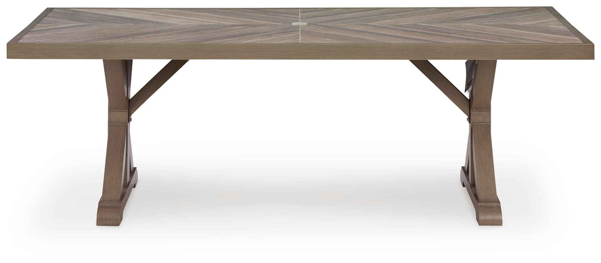 Laguna Heights Beige Outdoor Dining Table by Ashley at Eve Furniture