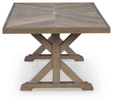 Laguna Heights Beige Outdoor Dining Table by Ashley at Eve Furniture