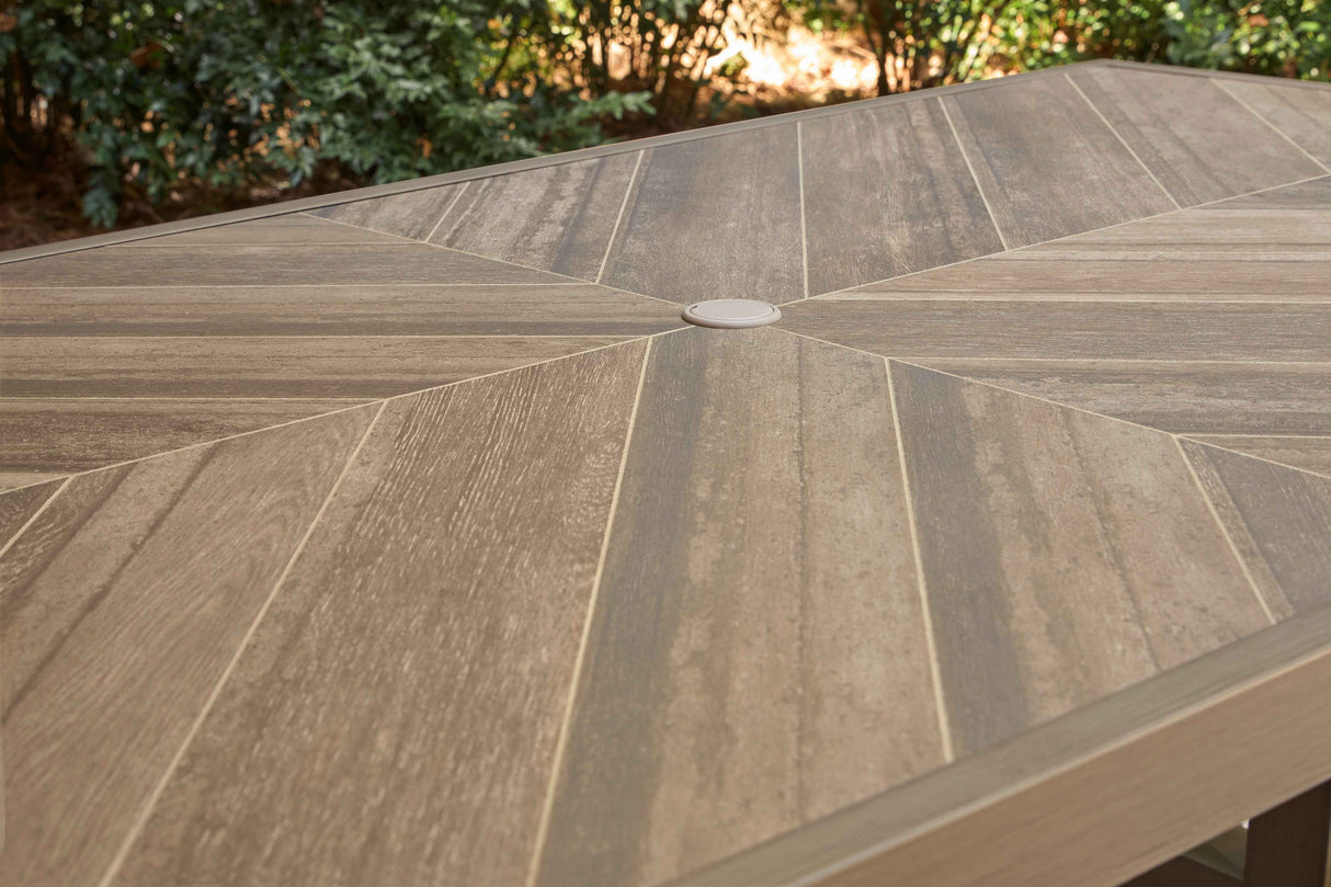 Laguna Heights Beige Outdoor Dining Table by Ashley at Eve Furniture