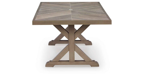 Laguna Heights Beige Outdoor Dining Table by Ashley at Eve Furniture