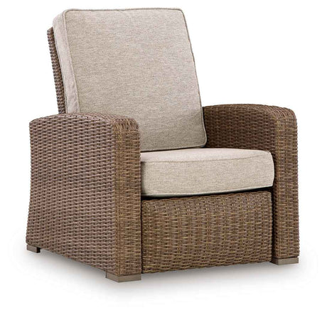 Laguna Heights Beige Outdoor Recliner by Ashley at Eve Furniture