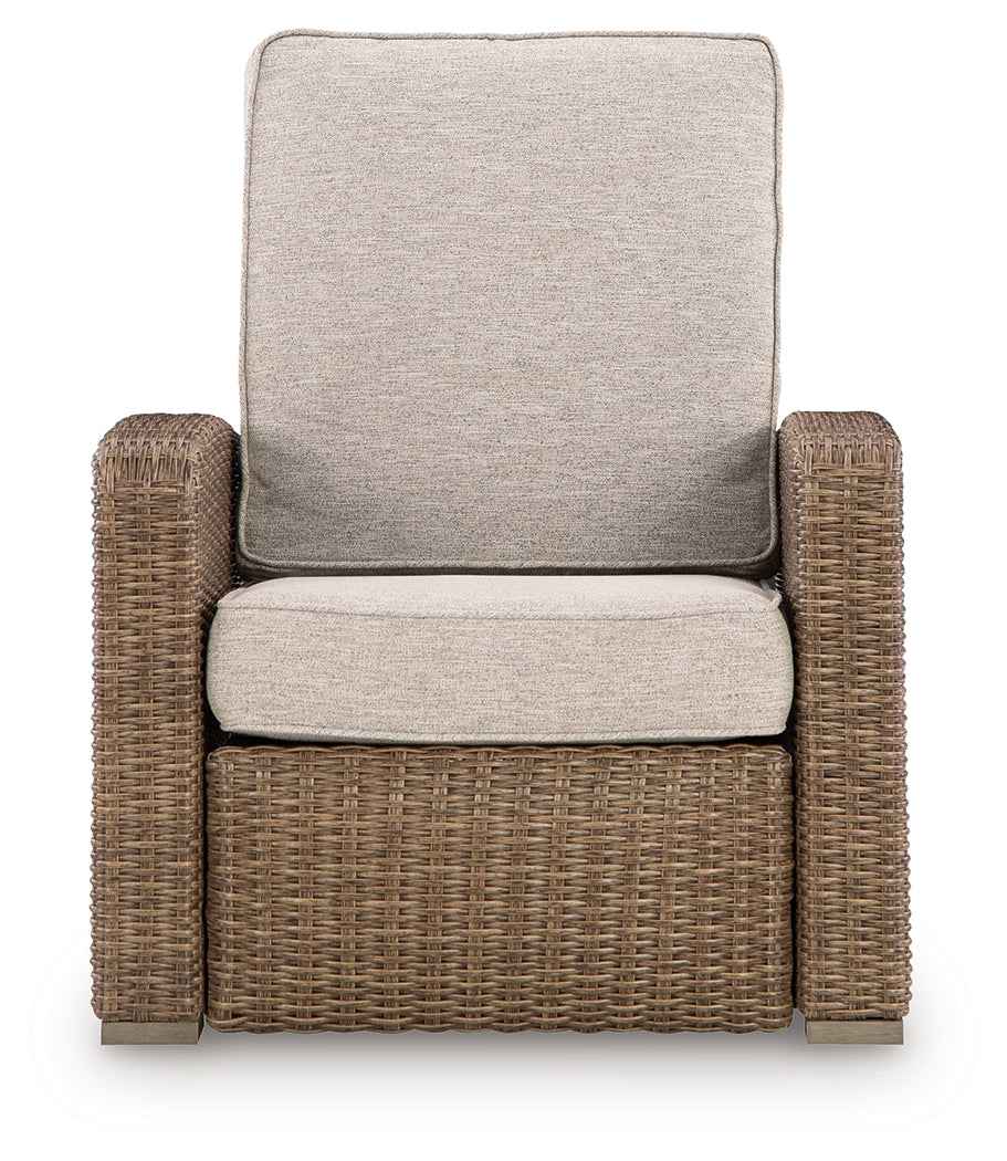 Laguna Heights Beige Outdoor Recliner by Ashley at Eve Furniture